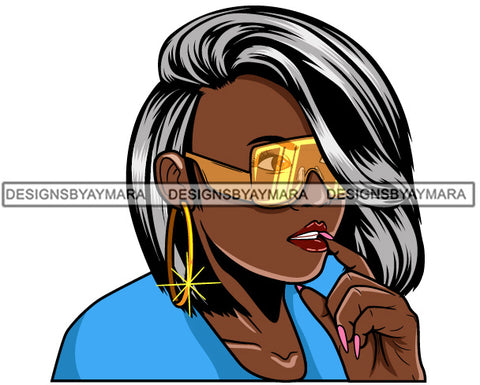 Afro Cute Lola Urban Hipster Girl Big Bamboo Earrings Boss Lady Black Woman Nubian Queen Melanin SVG Cutting Files For Silhouette Cricut and More