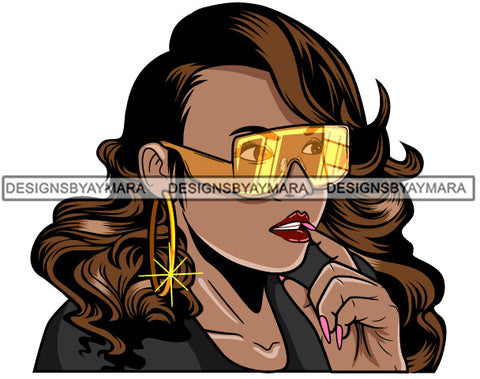 Afro Cute Lola Urban Hipster Girl Big Bamboo Earrings Boss Lady Black Woman Nubian Queen Melanin SVG Cutting Files For Silhouette Cricut and More