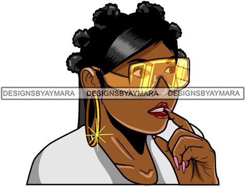 Afro Cute Lola Urban Hipster Girl Big Bamboo Earrings Boss Lady Black Woman Nubian Queen Melanin SVG Cutting Files For Silhouette Cricut and More