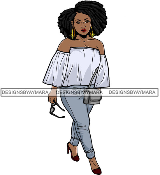 Afro Cute Lola Urban Hipster Girl Big Bamboo Earrings Boss Lady Black Woman Nubian Queen Melanin SVG Cutting Files For Silhouette Cricut and More
