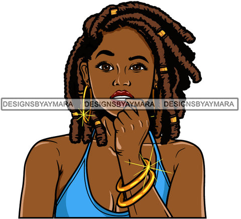 Afro Cute Lola Urban Hipster Girl Big Bamboo Earrings Boss Lady Black Woman Nubian Queen Melanin SVG Cutting Files For Silhouette Cricut and More