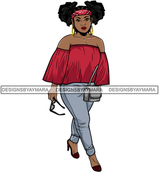 Afro Cute Lola Urban Hipster Girl Big Bamboo Earrings Boss Lady Black Woman Nubian Queen Melanin SVG Cutting Files For Silhouette Cricut and More