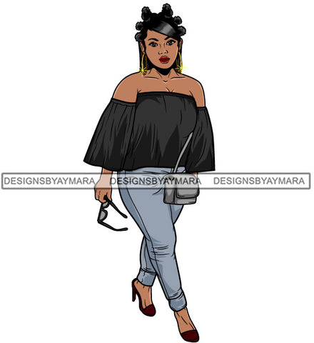 Afro Cute Lola Urban Hipster Girl Big Bamboo Earrings Boss Lady Black Woman Nubian Queen Melanin SVG Cutting Files For Silhouette Cricut and More