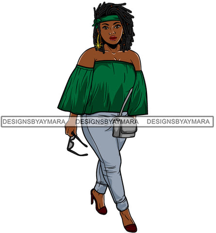 Afro Cute Lola Urban Hipster Girl Big Bamboo Earrings Boss Lady Black Woman Nubian Queen Melanin SVG Cutting Files For Silhouette Cricut and More