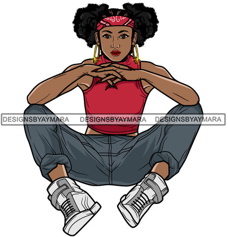 Afro Cute Lola Urban Hipster Girl Big Bamboo Earrings Boss Lady Black Woman Nubian Queen Melanin SVG Cutting Files For Silhouette Cricut and More