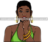 Afro Cute Lola Urban Hipster Girl Big Bamboo Earrings Boss Lady Black Woman Nubian Queen Melanin SVG Cutting Files For Silhouette Cricut and More