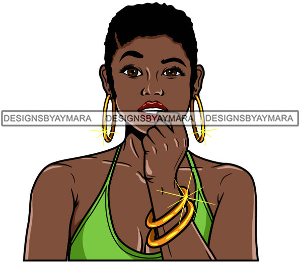 Afro Cute Lola Urban Hipster Girl Big Bamboo Earrings Boss Lady Black Woman Nubian Queen Melanin SVG Cutting Files For Silhouette Cricut and More