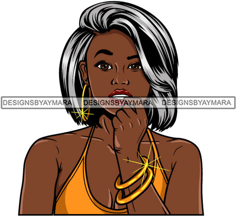 Afro Cute Lola Urban Hipster Girl Big Bamboo Earrings Boss Lady Black Woman Nubian Queen Melanin SVG Cutting Files For Silhouette Cricut and More