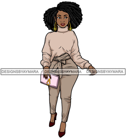 Afro Cute Lola Urban Hipster Girl Big Bamboo Earrings Boss Lady Black Woman Nubian Queen Melanin SVG Cutting Files For Silhouette Cricut and More