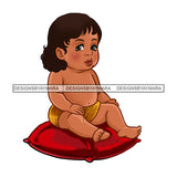 Cute Caucasian Baby Girl Sitting On Red Pillow   JPG PNG  Clipart Cricut Silhouette Cut Cutting