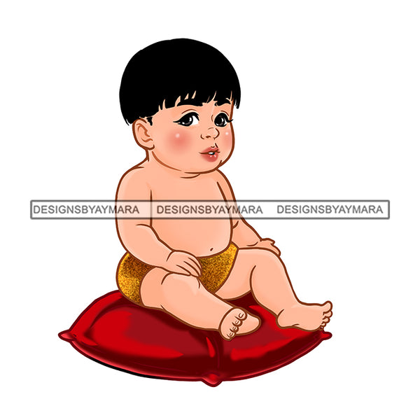 Cute Caucasian Baby Boy Sitting On Red Pillow   JPG PNG  Clipart Cricut Silhouette Cut Cutting