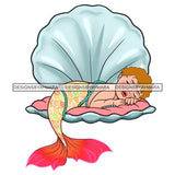 Cute Caucasian Baby Girl Sleeping Mermaid In Shell    JPG PNG  Clipart Cricut Silhouette Cut Cutting