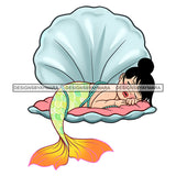 Cute Caucasian Baby Girl Sleeping Mermaid In Shell   JPG PNG  Clipart Cricut Silhouette Cut Cutting