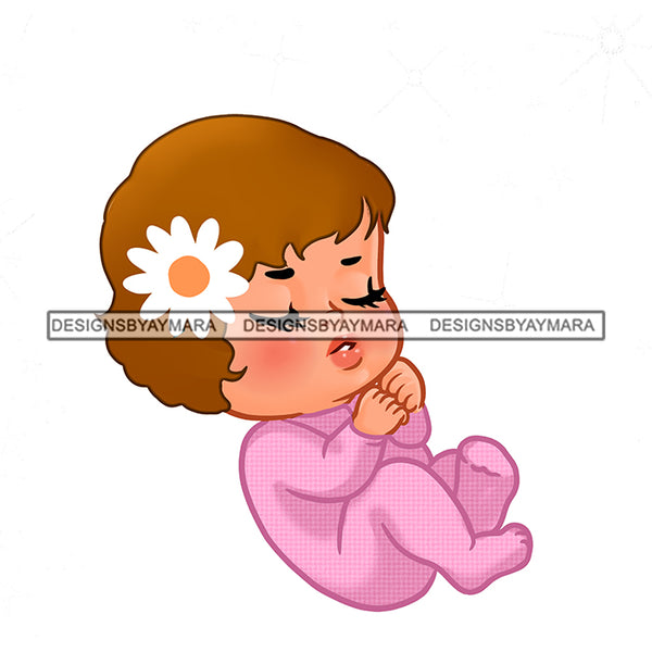 Cute Caucasian Baby Girl Sleeping   JPG PNG  Clipart Cricut Silhouette Cut Cutting