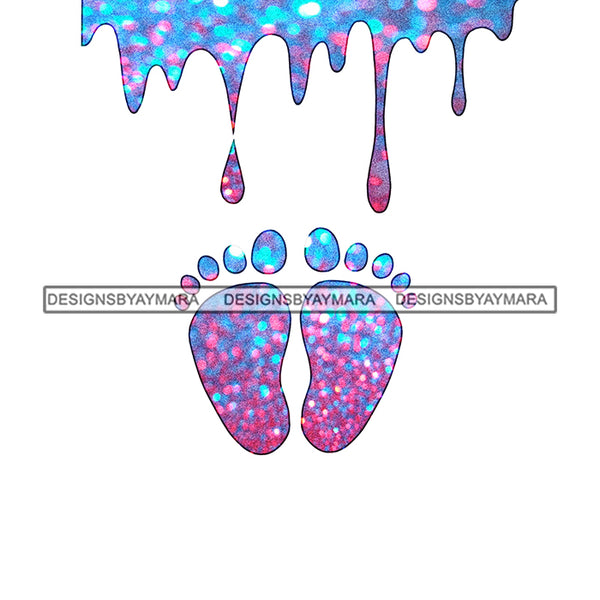 Blue Pink Purple  Baby Feet Dripping  JPG PNG  Clipart Cricut Silhouette Cut Cutting