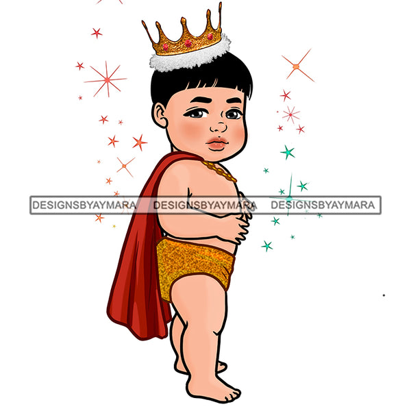 Caucasian Baby Boy Prince In Red Cape Gold Crown JPG PNG  Clipart Cricut Silhouette Cut Cutting