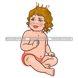 Cute Caucasian Baby Girl  In Pink Gold Crown JPG PNG  Clipart Cricut Silhouette Cut Cutting