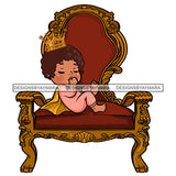 Cute Baby Princess In Pink In Queens Chair Gold Cape Gold Crown  JPG PNG  Clipart Cricut Silhouette Cut Cutting