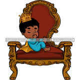 Cute Baby Prince In Blue In Kings Chair Gold Cape Gold Crown  JPG PNG  Clipart Cricut Silhouette Cut Cutting