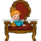 Cute Baby Prince In Blue In Kings Chair Gold Cape Gold Crown  JPG PNG  Clipart Cricut Silhouette Cut Cutting