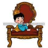 Cute Baby Prince  In Blue In Kings Chair Gold Cape Gold Crown  JPG PNG  Clipart Cricut Silhouette Cut Cutting