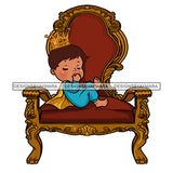 Cute Baby Prince  In Blue In Kings Chair Gold Cape Gold Crown  JPG PNG  Clipart Cricut Silhouette Cut Cutting