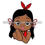 Cute Little Afro Girl Student Portrait Kindergarten Sweet Pigtails Hairstyle SVG JPG PNG Vector Clipart Cricut Silhouette Cut Cutting