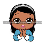 Cute Little Afro Girl Student Portrait Kindergarten Headband Straight Hairstyle SVG JPG PNG Vector Clipart Cricut Silhouette Cut Cutting