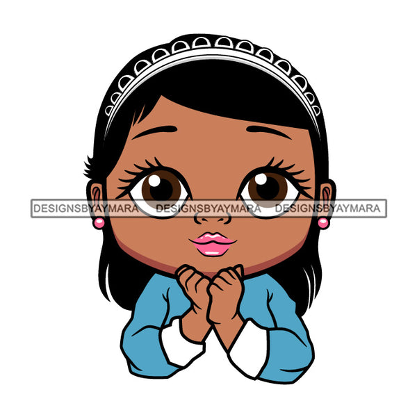 Cute Little Afro Girl Student Portrait Kindergarten Headband Straight Hairstyle SVG JPG PNG Vector Clipart Cricut Silhouette Cut Cutting