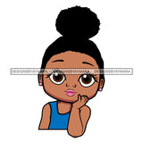 Cute Little Afro Girl Student Portrait Kindergarten Afro Bun Hairstyle SVG JPG PNG Vector Clipart Cricut Silhouette Cut Cutting