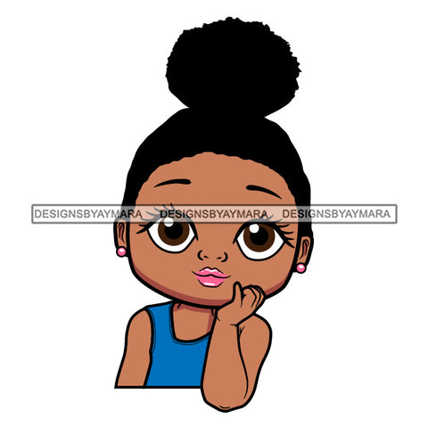 Cute Little Afro Girl Student Portrait Kindergarten Afro Bun Hairstyle SVG JPG PNG Vector Clipart Cricut Silhouette Cut Cutting