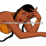 Sexy Afro Beauty Rapper Lying Down Urban Hoop Earrings Golden Bra Fashion Style SVG JPG PNG Vector Clipart Cricut Silhouette Cut Cutting