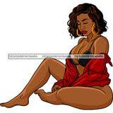 Sexy Afro Beauty Rapper Urban Street Sitting Floor Black Bra Red Blouse Fashion Style SVG JPG PNG Vector Clipart Cricut Silhouette Cut Cutting
