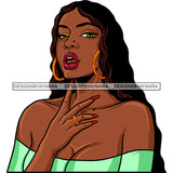 Sexy Afro Beauty Rapper Urban Street Off Shoulder Green Top Fashion Style SVG JPG PNG Vector Clipart Cricut Silhouette Cut Cutting