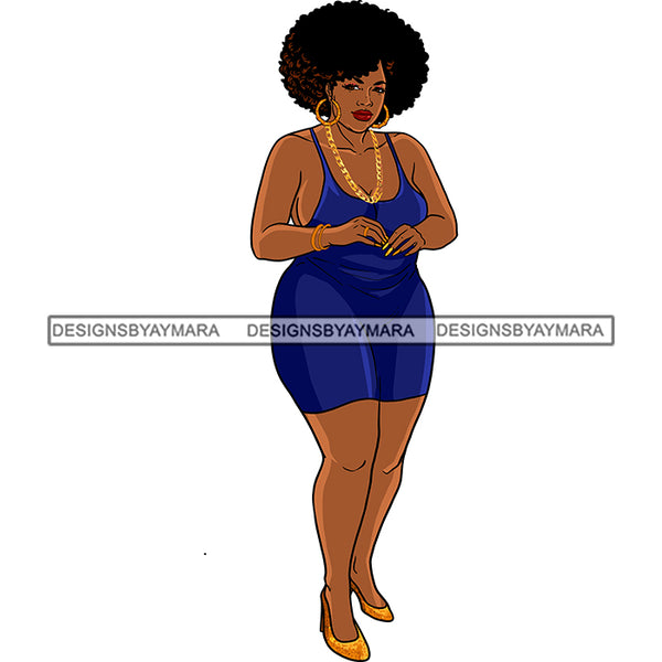 Sexy Afro Beauty Rapper Well Proportioned Gangsta Rap Blue Dress Puffy Afro Hairstyle SVG JPG PNG Vector Clipart Cricut Silhouette Cut Cutting