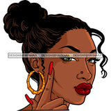 Sexy Afro Beauty Rapper Portrait Gangsta Rap Music Nose Piercing Updo Bun Hairstyle SVG JPG PNG Vector Clipart Cricut Silhouette Cut Cutting