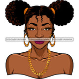 Sexy Afro Beauty Rapper Portrait Hoop Earrings Gold Chain Necklace Afro Puff Pigtails Hairstyle SVG JPG PNG Vector Clipart Cricut Silhouette Cut Cutting