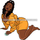 Sexy Afro Curvy Beauty Rapper Gangsta Rap Music Yellow Dress Fashion Style SVG JPG PNG Vector Clipart Cricut Silhouette Cut Cutting