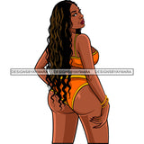 Sexy Afro Curvaceous Beauty Rapper Wearing Two Piece Swimsuit Long Wavy Hairstyle SVG JPG PNG Vector Clipart Cricut Silhouette Cut Cutting