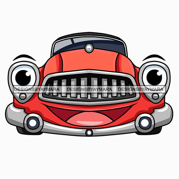 Muscle Car Cartoon Character Caricature Classic Automobile Transportation Illustration SVG JPG PNG Vector Clipart Cricut Silhouette Cut Cutting