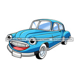 Muscle Car Cartoon Character Old School Classic Automobile Illustration SVG JPG PNG Vector Clipart Cricut Silhouette Cut Cutting