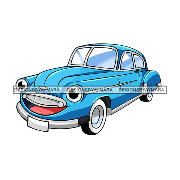 Muscle Car Cartoon Character Old School Classic Automobile Illustration SVG JPG PNG Vector Clipart Cricut Silhouette Cut Cutting