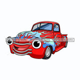 Muscle Truck Cartoon Character Old School Vintage Automobile Illustration SVG JPG PNG Vector Clipart Cricut Silhouette Cut Cutting