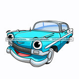 Muscle Car Cartoon Character Old School Classic Automobile Machine Illustration SVG JPG PNG Vector Clipart Cricut Silhouette Cut Cutting