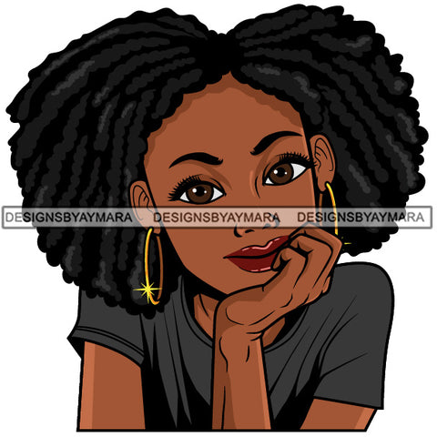 Cute Lola Smiling Portrait Lovely Positive Attitude Puffy Afro Twist Hairstyle SVG JPG PNG Vector Clipart Cricut Silhouette Cut Cutting