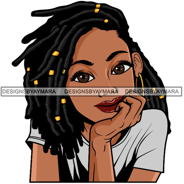 Cute Lola Smiling Portrait Lovely Positive Happy Attitude Dreadlock Hairstyle SVG JPG PNG Vector Clipart Cricut Silhouette Cut Cutting
