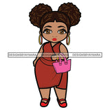 BBW Curvy Voluminous Afro Lili Thick Beautiful Woman Pink Purse Red Dress Fashion Model Classy Glamour Swag SVG JPG PNG Vector Clipart Cricut Silhouette Cut Cutting