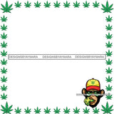 Marijuana Cannabis Banner Frame Decoration Advertising Sign Design Element Blank Poster Logo Illustration SVG JPG PNG Vector Clipart Cricut Silhouette Cut Cutting