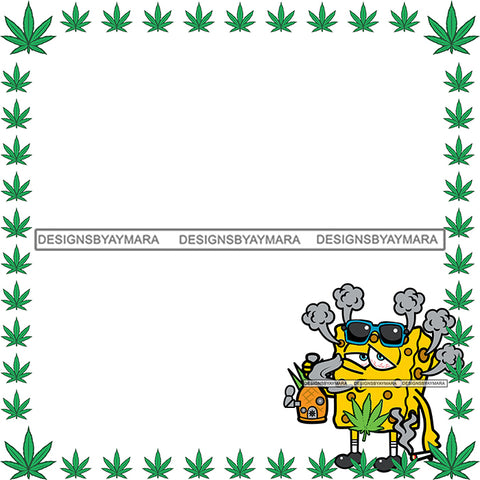 Marijuana Cannabis Banner Frame Decoration Advertising Sign Design Element Blank Poster Logo Illustration SVG JPG PNG Vector Clipart Cricut Silhouette Cut Cutting
