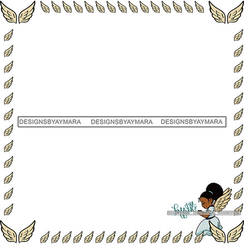 Girl Praying Banner Frame Decoration Advertising Sign Design Element Blank Poster Logo Illustration SVG JPG PNG Vector Clipart Cricut Silhouette Cut Cutting